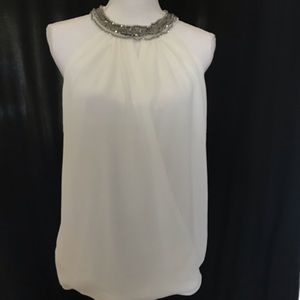 GOLDEN LIVE Embellished Sheer Sleeveless Top